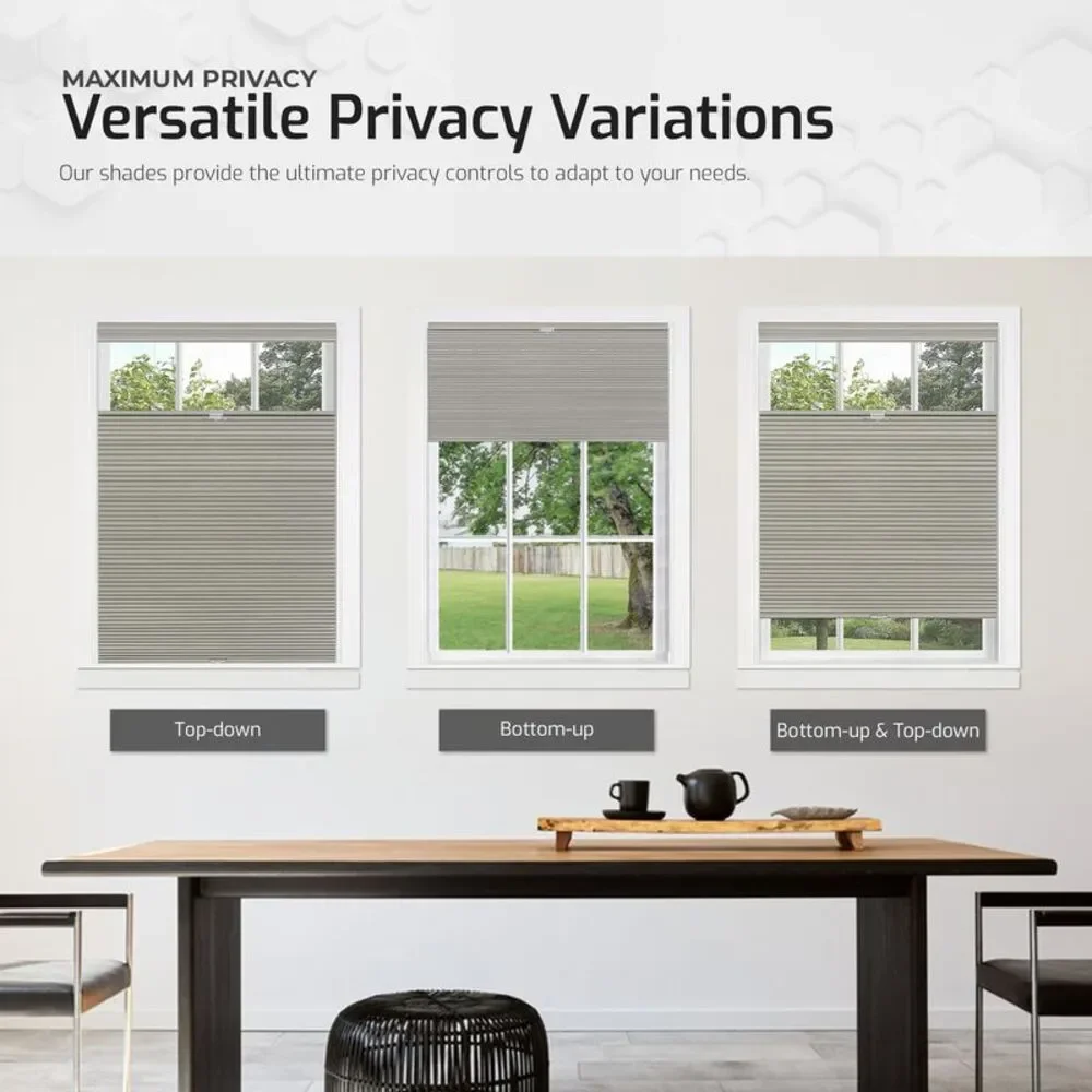 Cordless Window Blinds Cellular Top-Down Bottom-Up Honeycomb Pleated 3/8